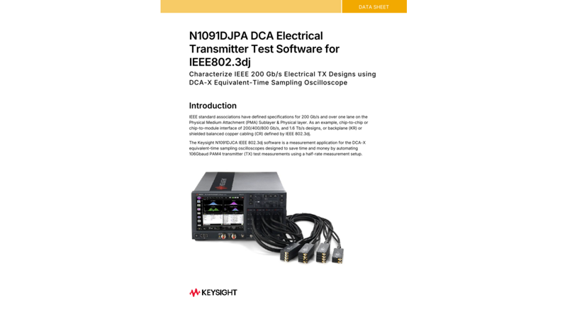 N1091DJPA DCA Electrical Transmitter Test Software for IEEE802.3dj